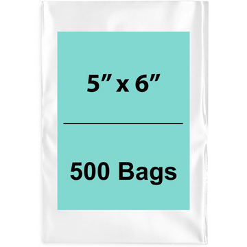5X6 inches Clear Flat Poly Bags 2Mil Open Top (LDPE)